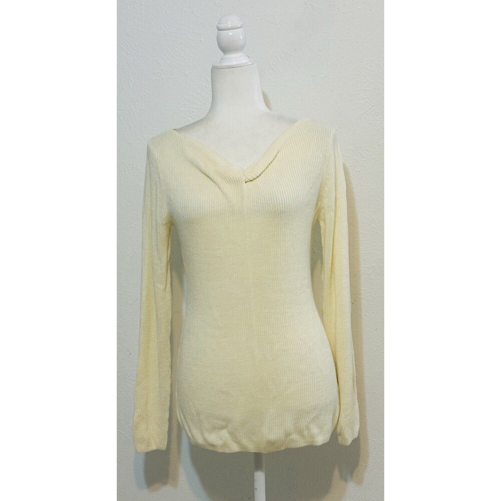 NWT Soft Surroundings Size S Cashmere Wool Blend Ivory V-Neck Sweater Timeless